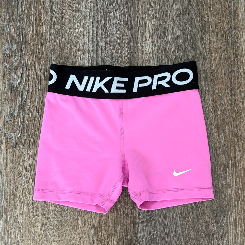 Nike Pro Pink Shorts with Black Waistband